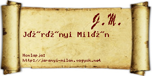 Járányi Milán névjegykártya