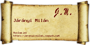 Járányi Milán névjegykártya