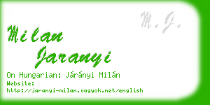 milan jaranyi business card
